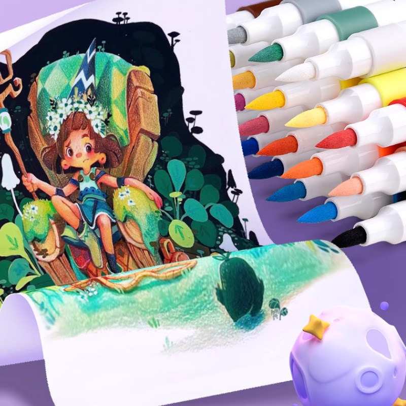 万品荟丙烯马克笔软头不透色可叠色防水儿童美术学生用笔芯绘画48