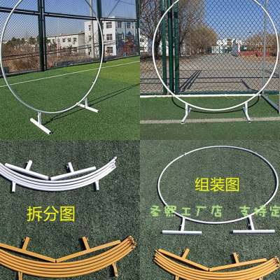 新款婚庆圆环拱门花架铁艺背景单杆花门舞台架子摆件圆形婚礼道具