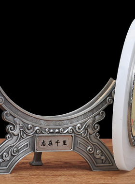 琉璃玉志在千里圆盘摆件带底座家居客厅酒柜装饰品公司办公室摆设