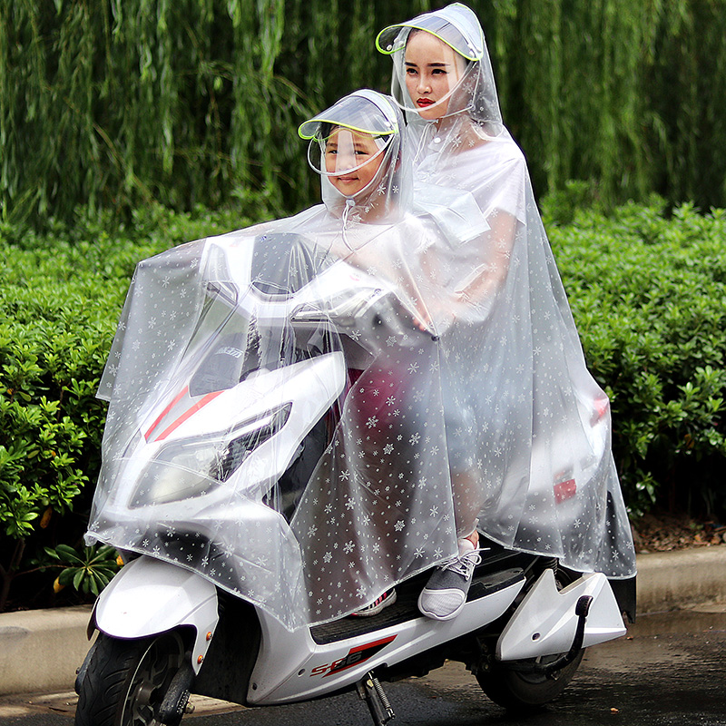 双人单人雨衣透明女成人韩国时尚骑行加大加厚电动自行车男母子披