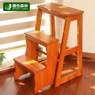 ?实木梯凳三步梯子家用折叠室内加厚多功能两用台阶登高凳小楼梯