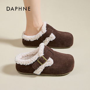 2025冬勃肯加绒包头拖保暖毛毛鞋 休闲鞋 一脚蹬 达芙妮女鞋 Daphne