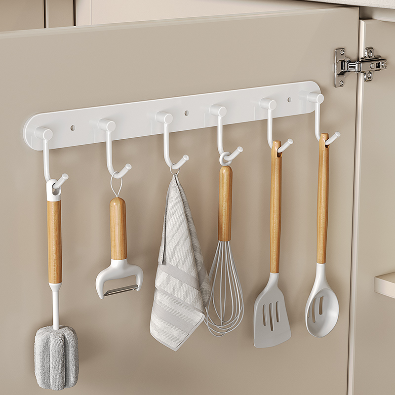 挂钩厨房柜e门内勺子铲子免打孔墙上专用一排置物架挂钩架排钩壁