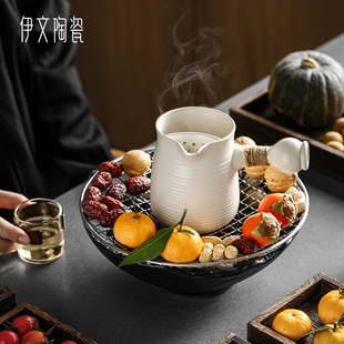伊文陶瓷电陶炉煮茶壶办公室家用室内围炉煮茶罐罐煮茶壶茶具套装