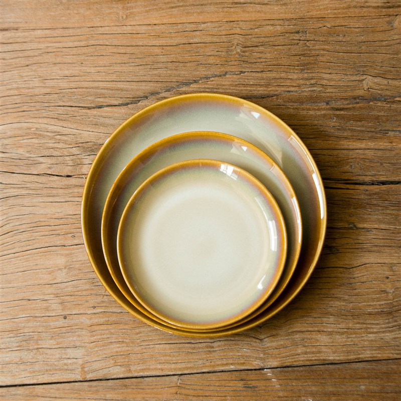 陆升Luzerne窑变n釉Rustic系列7英寸菜盘焦糖色曼谷棕多尺寸平盘