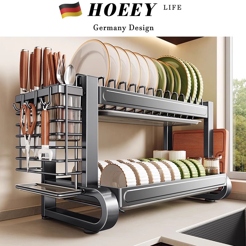 德国不锈钢碗碟收纳架沥水架厨房置物E架碗架放碗筷柜碗盘304家用