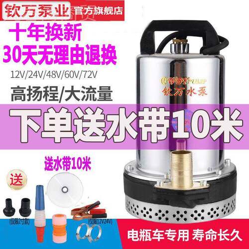 农用48VV高扬程直流潜水泵船用12V车24电V48V6YDV072V电瓶动车抽