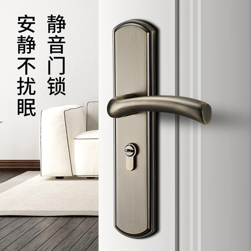 卧室门锁室内家用房n间锁具木门把手金色手柄老式通用型免改孔换