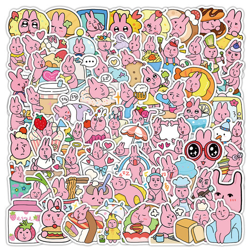 粉红兔子MyFriend贴纸搞笑表情