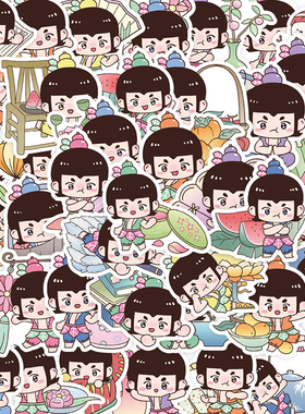 103张葫芦娃贴纸Q版卡通可爱动画简约个性创意装饰笔记本手机贴画