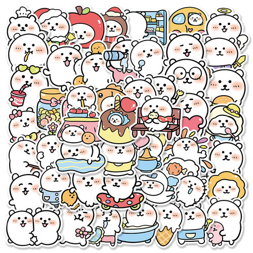 90张自嘲熊贴纸简笔画可爱手账素材装饰平板房间桌面手机壳贴画