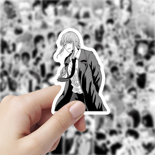 200张二次元日漫电锯人贴纸黑白卡通行李箱笔记本手机装饰防水图