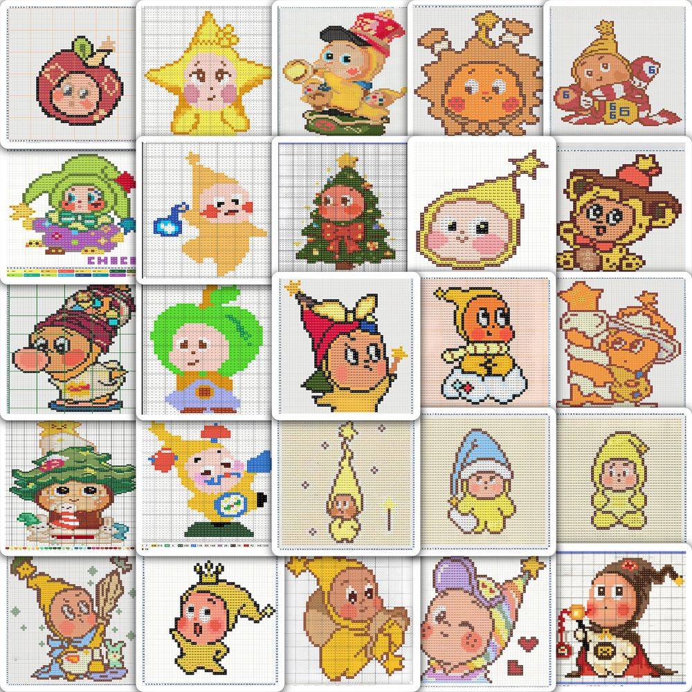 星星人拼豆图册贴纸像素可爱卡通