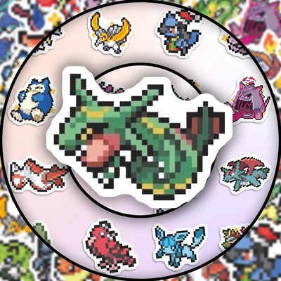 120张宝可梦像素风贴纸创意简约宝可梦图鉴像素风趣味贴装饰房间