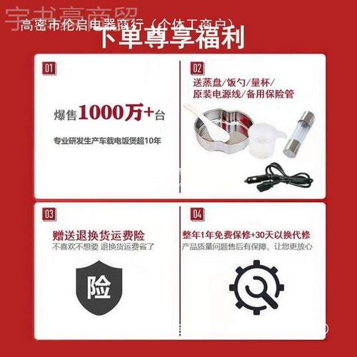 AUS车载电饭煲12V2能4220V轿车货车智迷你车家电两V用大小车载饭