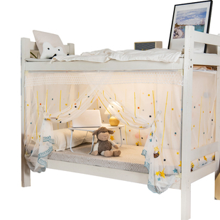 家用卧室上下铺通用加密防蚊学生宿舍纹帐 绣花子母床蚊帐2023新款