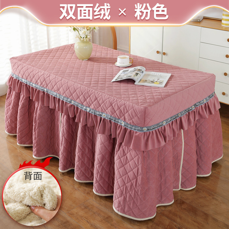 简约现代长方形双面绒冬季加厚烤火罩被电火炉罩茶几桌电取暖桌布