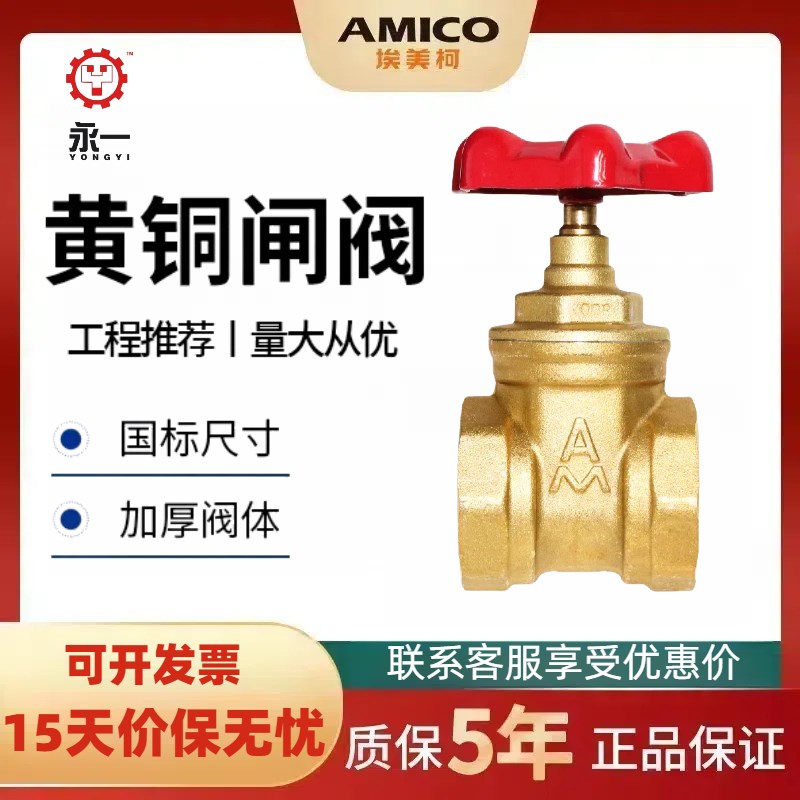 埃美柯169闸阀开l关4分6分螺纹表前总阀家用水管50铜闸阀全铜加厚