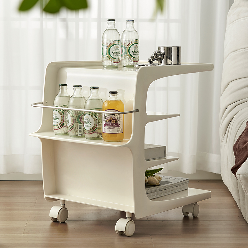 千语小型沙发边几小推车可移动床边柜客厅奶油风中古亚克力小茶几