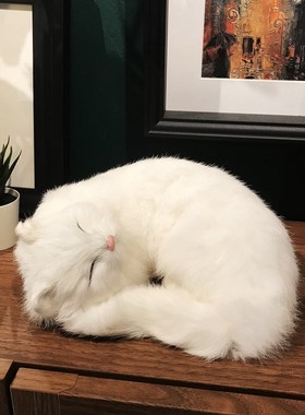 仿真猫咪家居创意摆件样板间软装道具摄影道具装饰品毛绒玩具玩偶