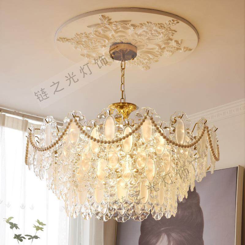 全光谱复古法式奶油风意大利裙边水晶玻璃吸吊灯轻奢卧室客厅餐厅,金属材料及制品,金属结构件,淘宝优惠券,粉丝福利购,淘宝优惠卷