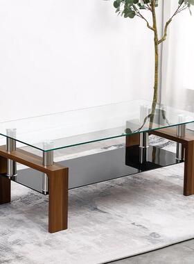 Coffeetable钢化玻璃茶几客厅家用长方形茶桌办公室轻奢双层茶几