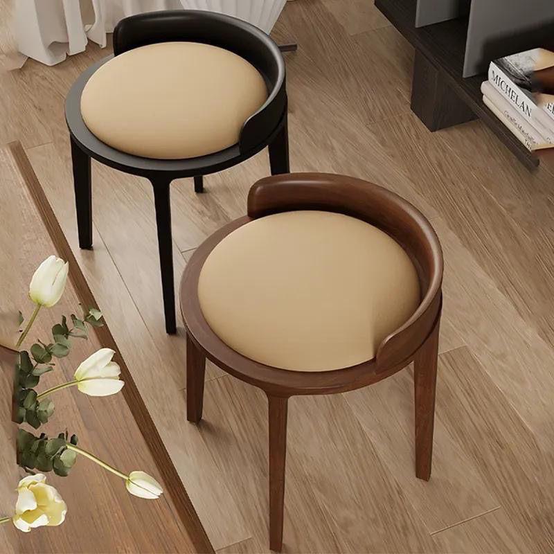 中古设计师实木北欧梳妆凳简约家用化妆梳妆台椅子餐椅凳子备用