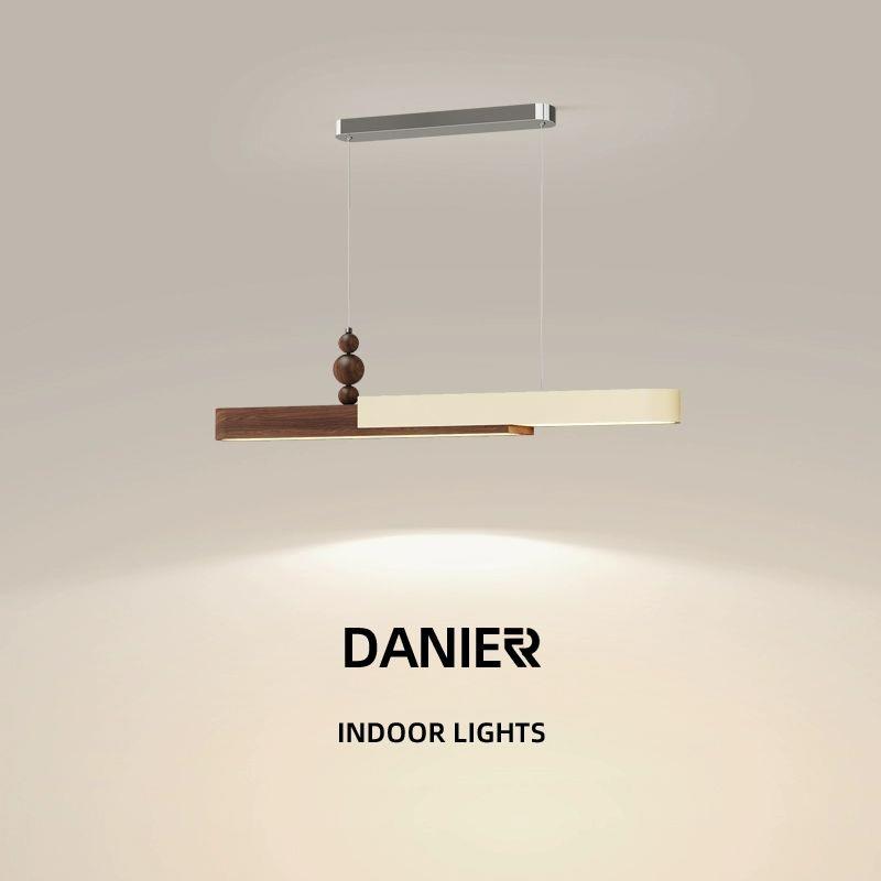 法式奶油风餐厅吊灯全光谱护眼创意极简一字长条灯中古餐桌吧台灯