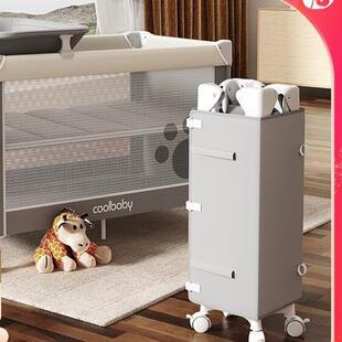 coolbaby婴儿床可调高度可移动可擦拭拼接床宝宝多功能折叠尿布台