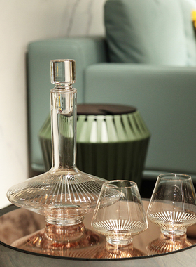 现代简约银色波点条纹玻璃酒器样板房售楼处酒店展厅茶几餐桌摆件