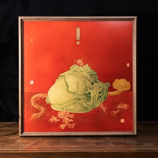 中式 饰画入户门餐厅背景墙挂画大气招财果蔬白菜画百财如意 玄关装