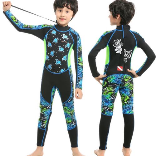 儿童保暖游泳衣男童女童加厚冬季防寒连体宝宝长袖学生保温潜水服