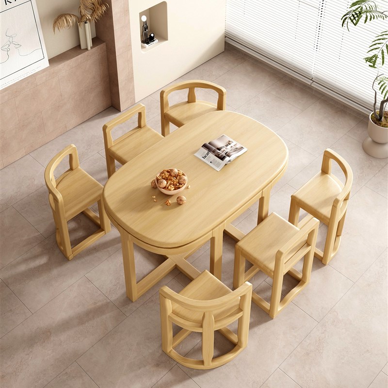 网红实木餐桌椅组合简约现代大理石桌面家用小户型省空间6人饭桌