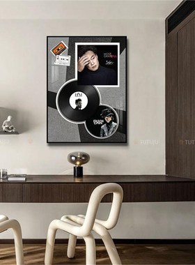 黑胶唱片装饰画明星专辑实物CD唱碟挂画周杰伦陈奕迅高级轻奢壁画
