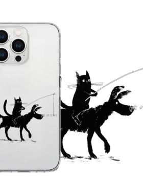 遛狗猫猫透明手机壳iphone17手机壳苹果16promax情侣保护套15卡通14新款可爱13搞怪12软适用华为p70任意机型