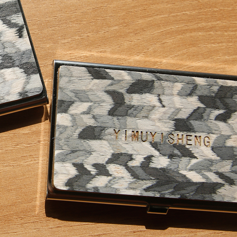 定制刻字创意木质名片盒不锈钢高档商务金属N名片夹便携式男女卡