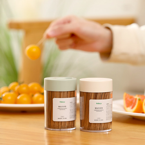 1000支竹子细牙签一次性炭化毛竹牙签高级家用剔牙神器盒装水果签