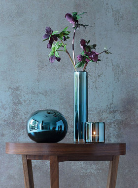 英国LSA Epoque复古水晶玻璃花瓶琥珀色轻奢手工花器插花装饰摆件