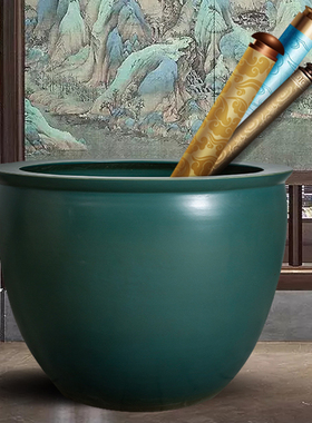 景德镇陶瓷大花盆睡莲缸碗莲缸养荷花花盆水缸庭院种铁树花缸摆件