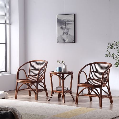 藤椅真藤阳台茶桌椅组合三件套客厅简约休闲椅网红成人庭院民宿椅