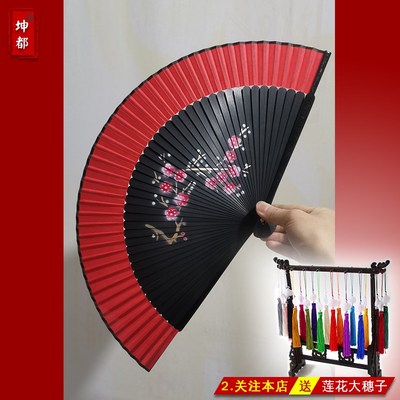 旗袍折叠竹扇夏中国风日式布扇女复古走秀演出书简舞蹈礼品婚扇子
