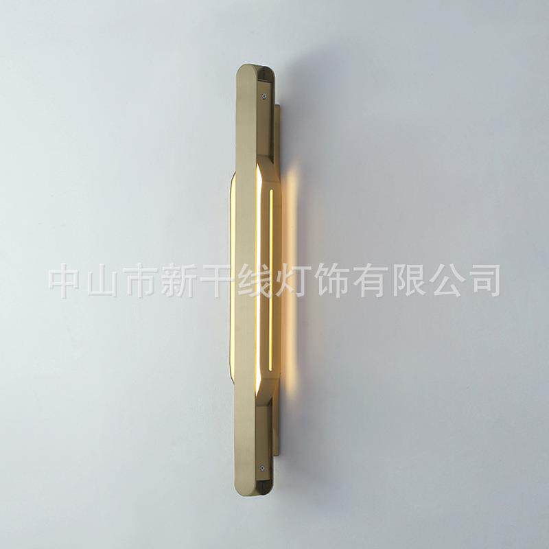 不锈钢钛金长条壁灯极简室内客厅楼创意梯过道墙壁灯氛围床头灯