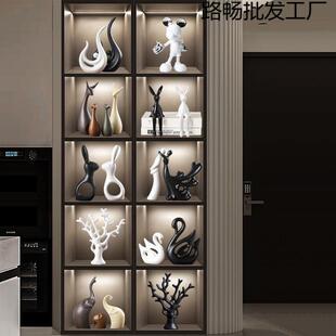 新款客厅摆件组合一整套橱柜玻璃柜电视柜玄关柜新房子装饰品摆设