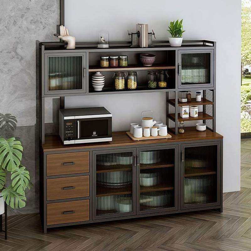 美式复古餐边柜铁艺一体靠墙家用厨房餐厅储物收纳咖啡茶水柜,3C数码配件,USB灯,淘宝优惠券,粉丝福利购,淘宝优惠卷