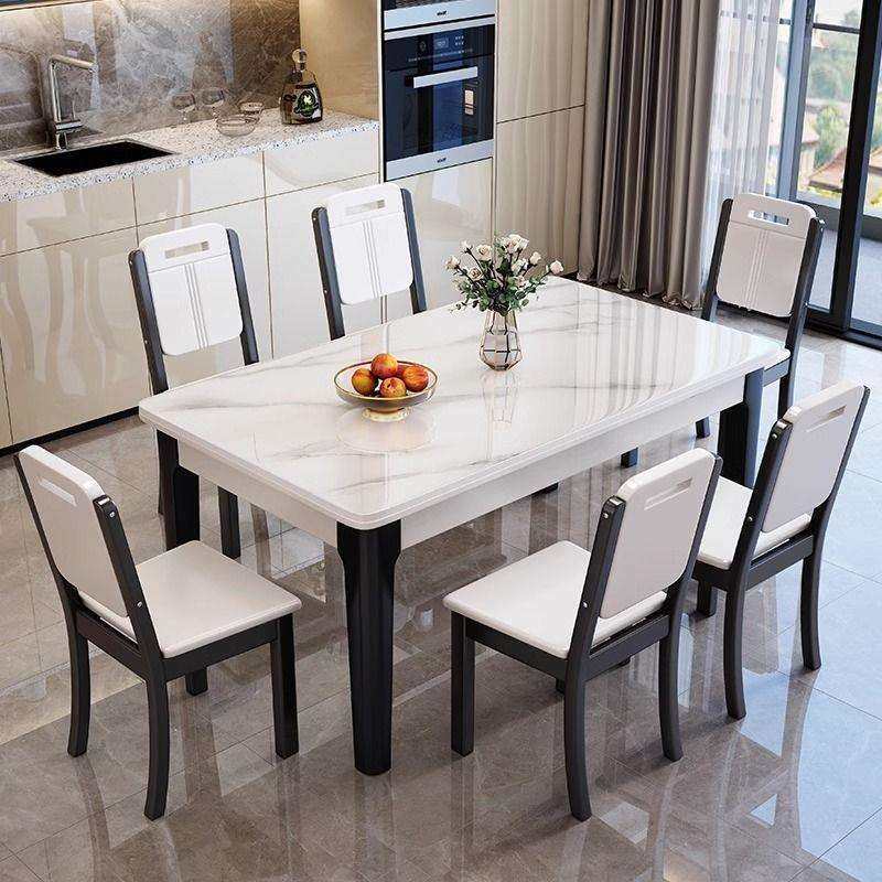 欧式实木岩板餐桌椅小户型简约组合带餐椅一体餐桌家用隐形餐桌,3C数码配件,USB灯,淘宝优惠券,粉丝福利购,淘宝优惠卷