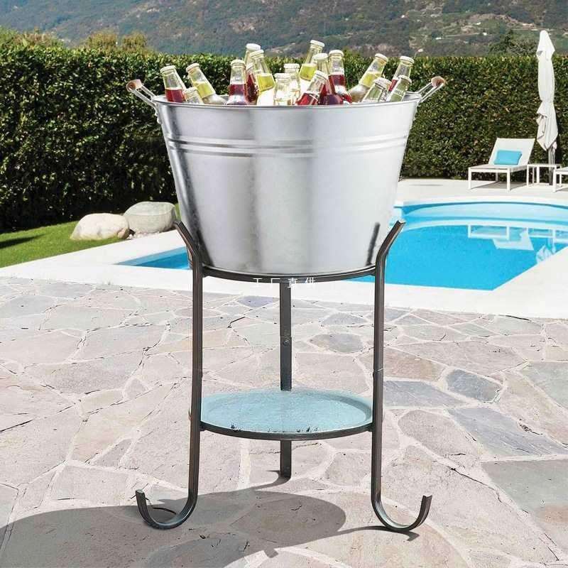 欧式复古冰桶圆形大容量香槟桶户外室内桶架套装酒吧商用大冰