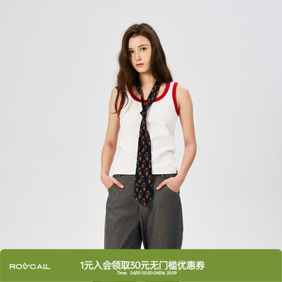 rollcall圆领拼色刺绣背心