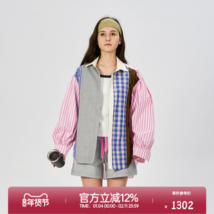 ROLLCALL25新款条纹格纹撞色休闲拼接长袖衬衫外套百搭