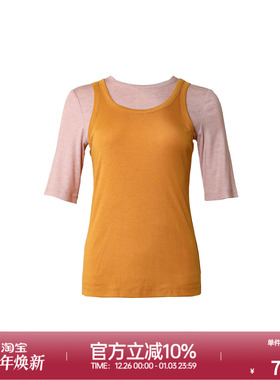 ROLLCALL25早秋新款蓝灰撞色羊毛两件套长袖套头圆领长袖修身上衣