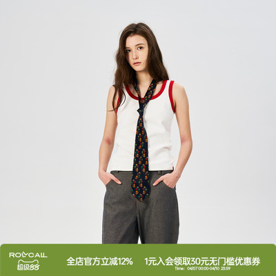 rollcall圆领拼色刺绣背心
